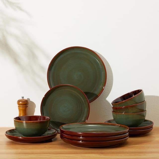 Thumbnail 6 de Pokini Stoneware Dinnerware Set 12‑Piece Sage Green