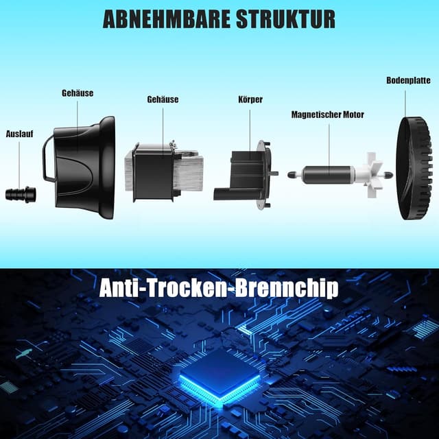 Detalle de Lnicez Aquarium Pumpe 40 W, 3.000 l/h Tauchpumpe mit 4 Düsen und 1,8 m Kabel