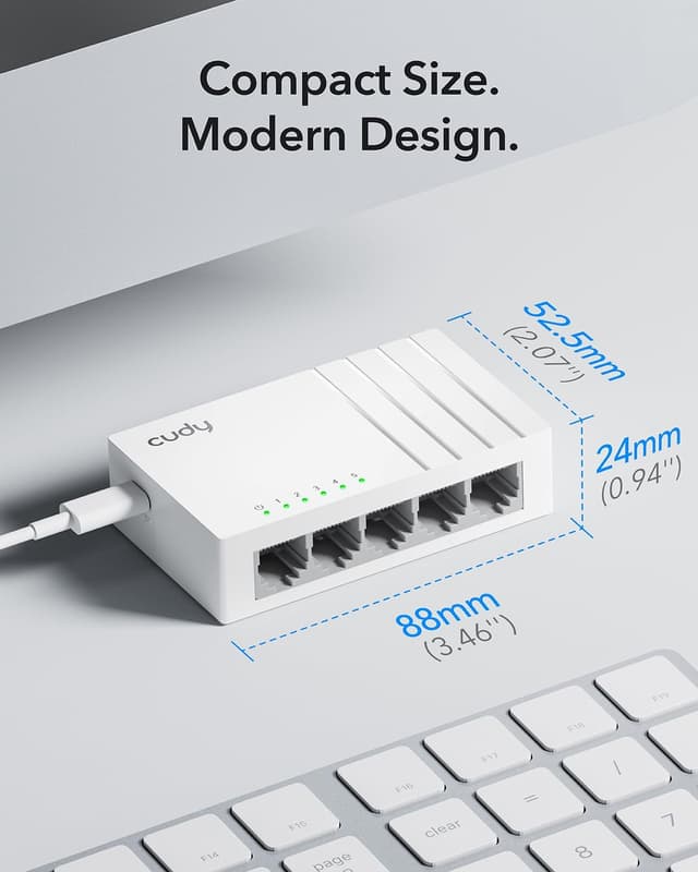 Detalle 2 de Cudy GS105U switch Gigabit Ethernet a 5 porte con alimentazione USB-C (plug & play)