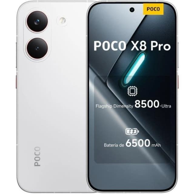 Detalle de POCO X8 Pro 5G 8GB/256GB con pantalla 6,59" en blanco