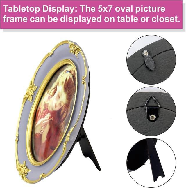 Detalle de Purple vintage oval 5x7 photo frame