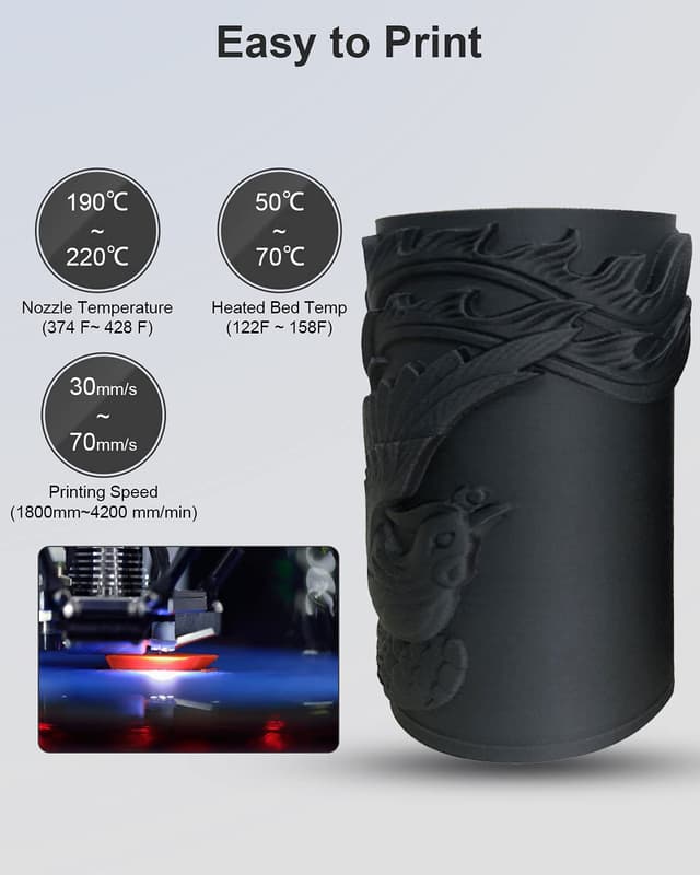 Thumbnail 6 de GEEETECH Matte PLA Filament (1 kg Spule) – 1,75 mm, Genauigkeit +/- 0,03 mm in Schwarz