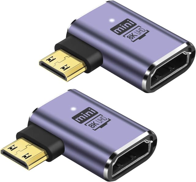 Detalle de Mini-HDMI 90 Grad Adapter 8K, 2er Set 48 Gbps