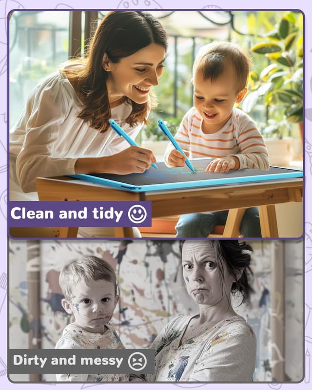 Detalle 2 de ORSEN Tablette LCD 16 pouces : ardoise magique effaçable pour enfants (bleu) de 3 à 8 ans
