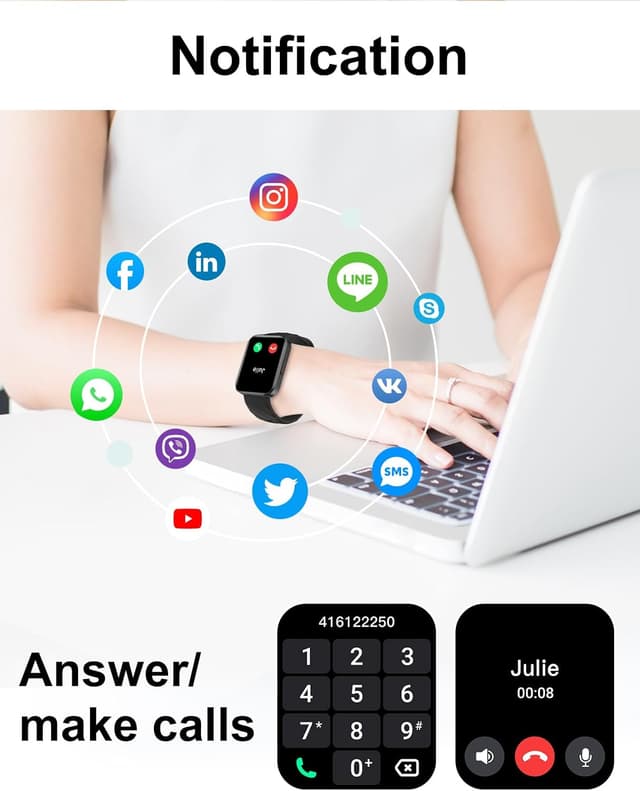 Thumbnail 1 de Dakofied Smartwatch IP68: Llamadas, Pulsómetro y Más