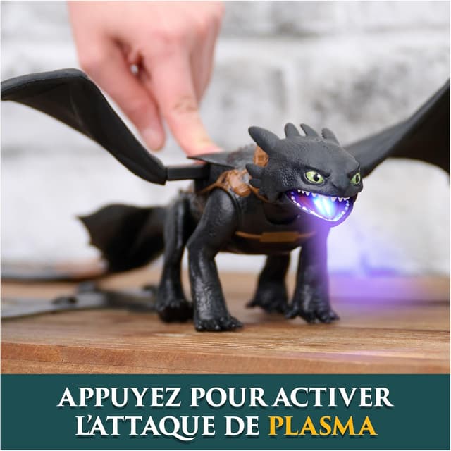 Detalle de Figurine articulée interactive Krokmou « Plasma Blast » DreamWorks Dragons (38 cm) – cadeau enfant dès 4 ans