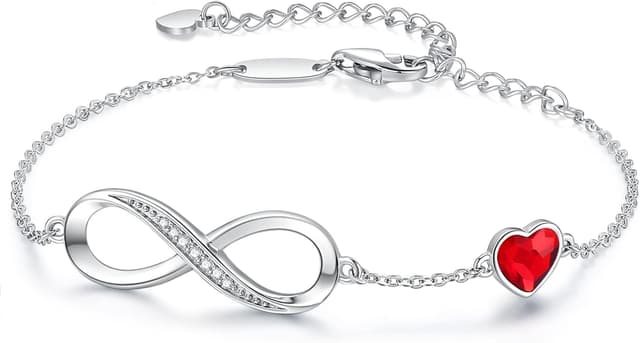 Detalle de Bracelet femme LOUISA SECRET en argent 925 forme cœur & infini, réglable