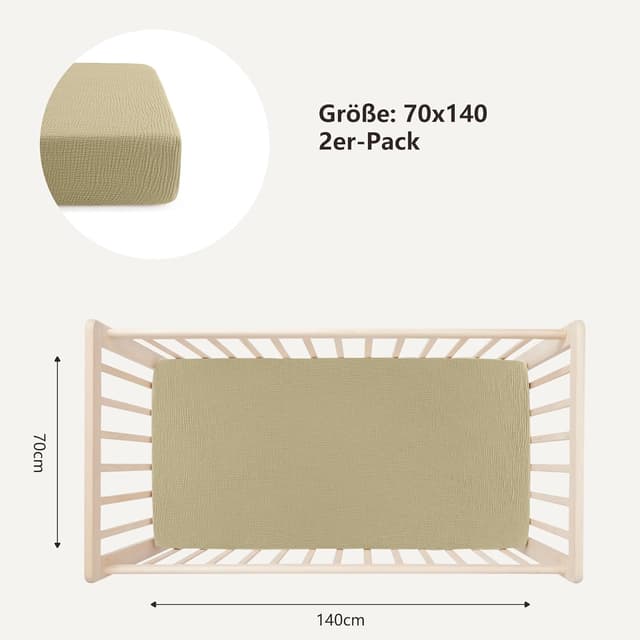 Thumbnail 5 de Bearmoss Musselin-Spannbettlaken 70x140 cm
