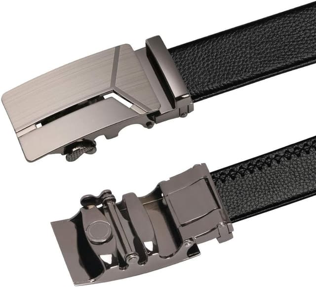 Detalle 2 de flintronic Herren-Gürtel aus (synthetischem) Leder mit Automatik-/Ratschenschnalle, Breite 3,5 cm, Länge 130 cm – Schwarz (inkl. Schlüsselbund & Geschenkbox)