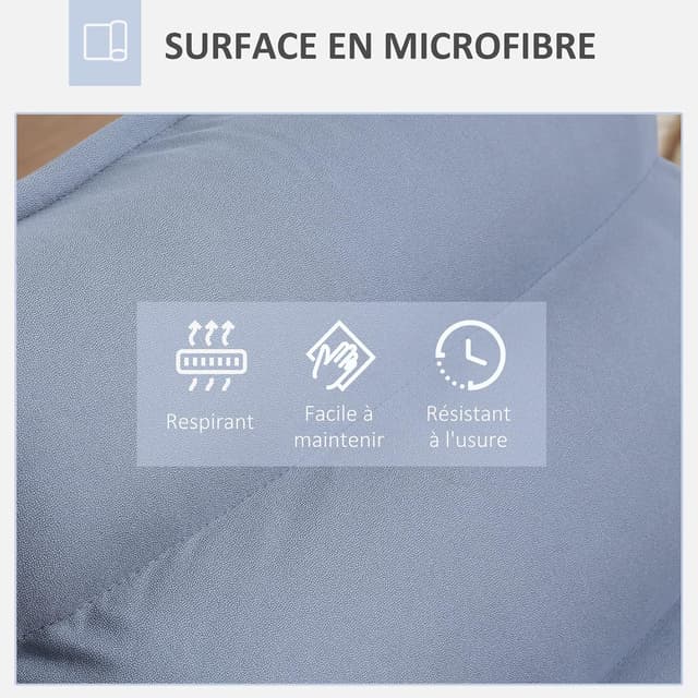 Detalle de HOMCOM Fauteuil de sol paresseux pivotant 360° avec dossier inclinable gris capitonné