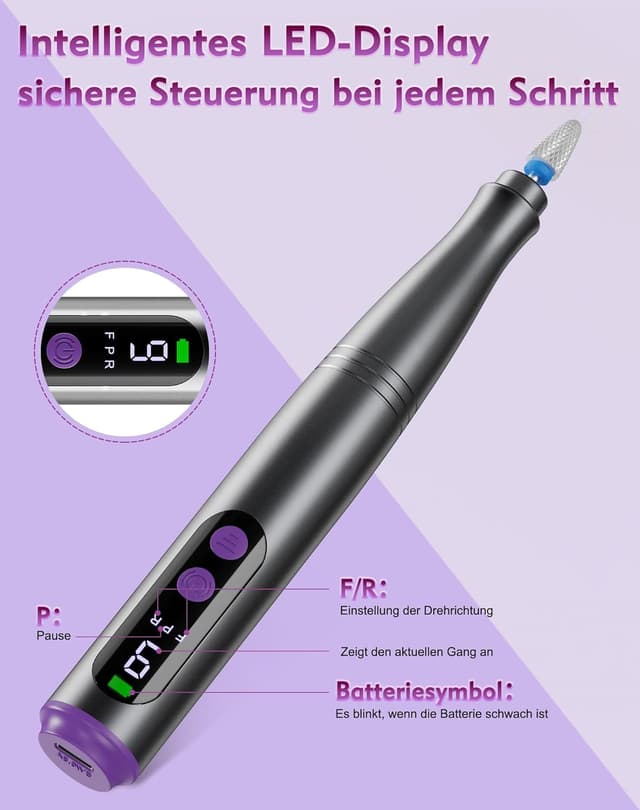 Detalle 1 de Elektrische Nagelfräser 1.000 bis 20.000 U/min