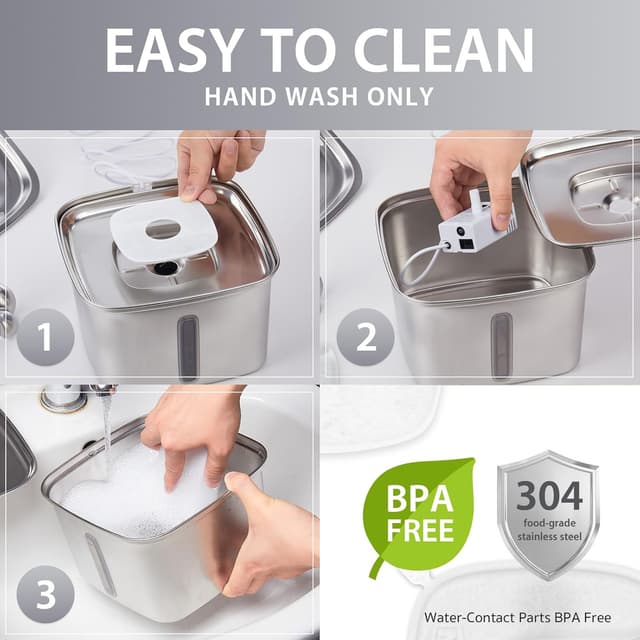 Thumbnail 1 de Veken Stainless Steel Pet Fountain 2.8L