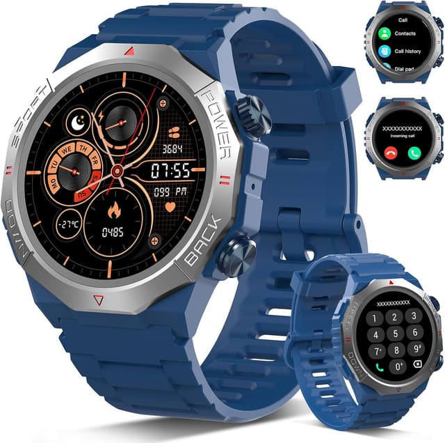 Detalle de Smartwatch Uomo Donna Bluetooth 5.4 con chiamate, 1.39” Militare IP68 e fitness tracker (GloryFit)
