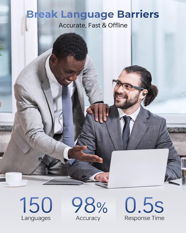 Detalle 2 de Kentfaith AI Auricolari traduttore clip Nero