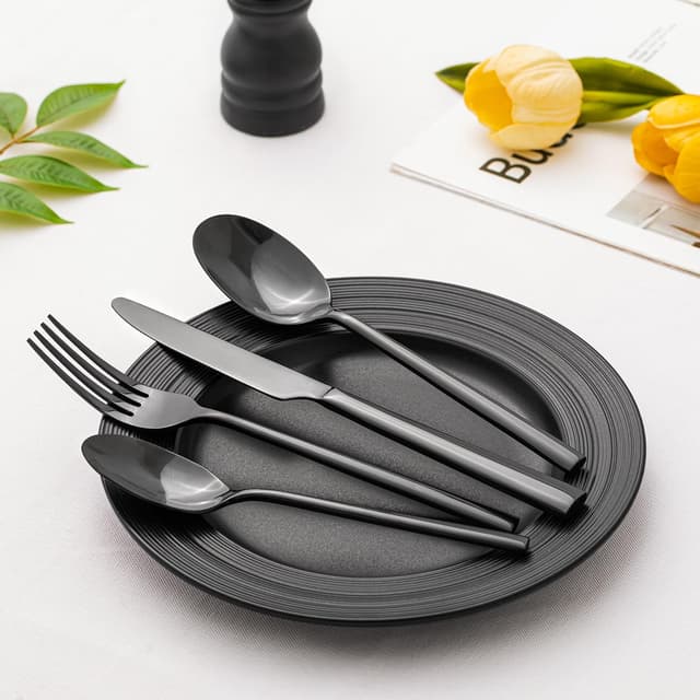 Thumbnail 4 de KINGSTONE Black Silverware Set 40-Piece 🍽