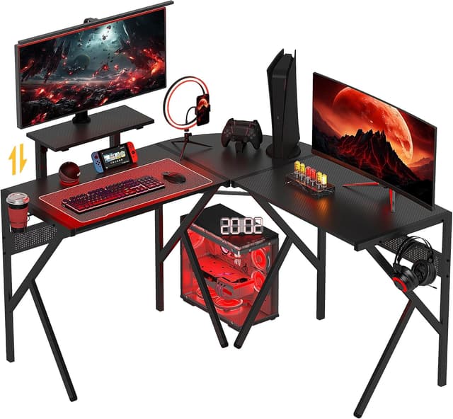 Imagen de HOMCOM Bureau Gaming d'angle 125 x 125 cm en OfertitasTOP