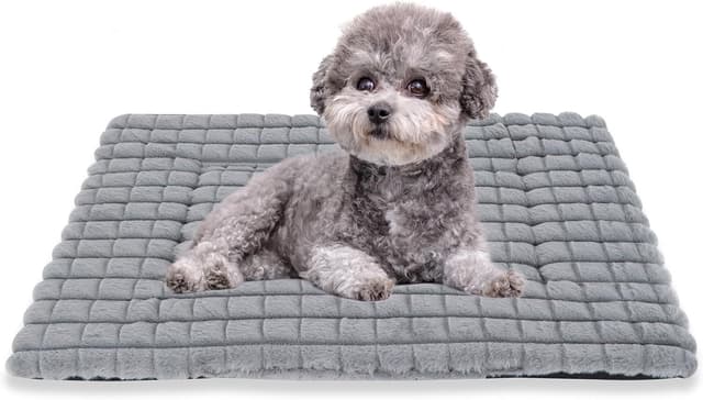 Detalle de BVAGSS Flauschiges orthopädisches Hundebett XH082 (100x70 cm), waschbare Hundematte mit rutschfester Unterseite – Grau