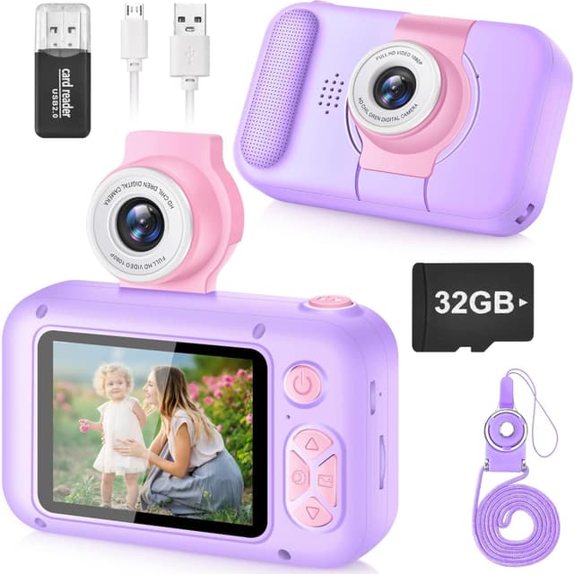 Detalle de ARNSSIEN X101 Kids Digital Camera Toy with 180° Flip Lens and 2.4in IPS Screen (32GB TF card included)