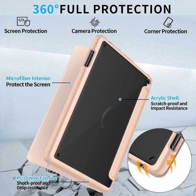 Detalle de Mansiruyi Slim Trifold Smart Case for 8-inch Tablets (Rose Gold) — auto sleep/wake stand