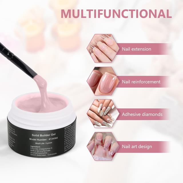 Detalle 2 de LOPHE Construction Ongle UV – Vernis gel de construction solide pour renforcer et protéger les ongles (15 ml)