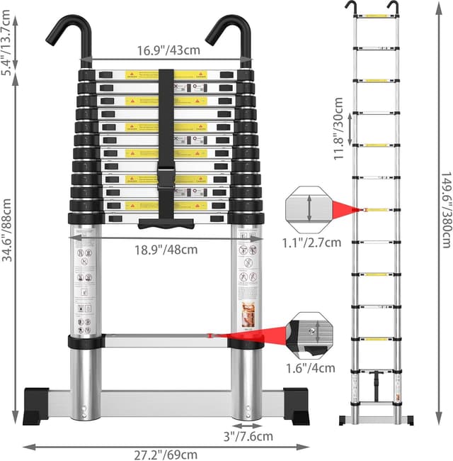 Thumbnail 3 de Gymount Escaleras Plegables Aluminio 3,8 m