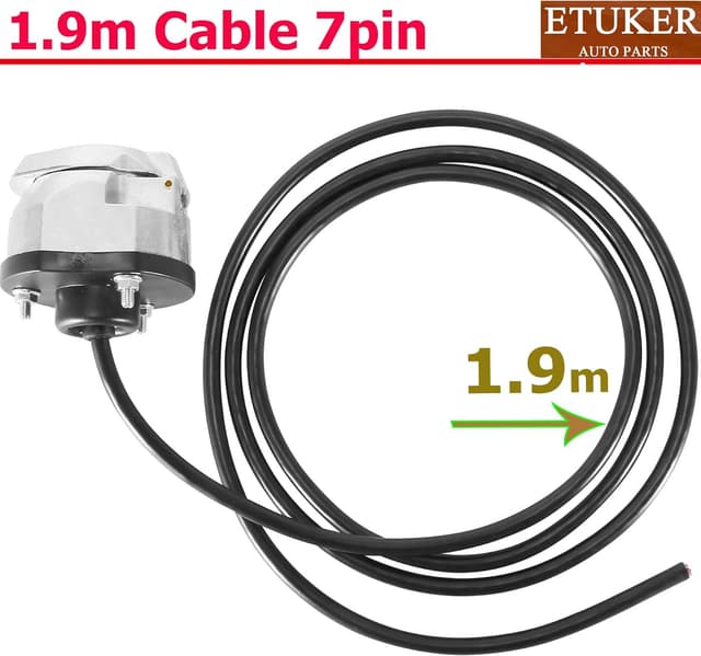 Detalle de ETUKER 7-pin pre-wired towbar socket with 1.9m cable (metal) – 7MZ