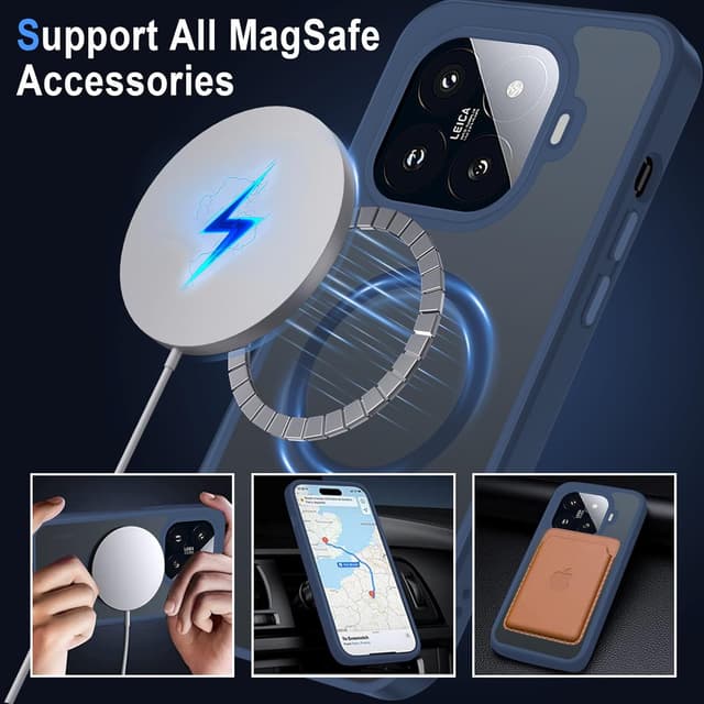 Detalle de Coque magnétique XTCASE pour Xiaomi 15T Pro 5G avec compatibilité MagSafe bleu (dos translucide mat)