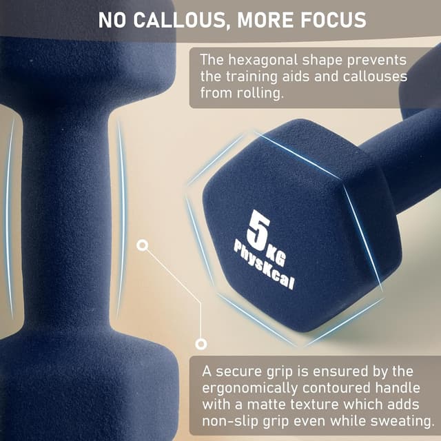 Detalle de PhysKcal Kurzhantel-Set (18 kg) mit Aufbewahrungsständer für Heimtraining