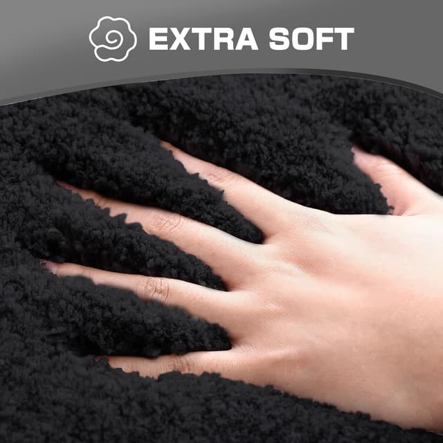 Detalle de wyewye Tapis de bain en microfibre super absorbante (2 cm) Noir 50 x 80 cm