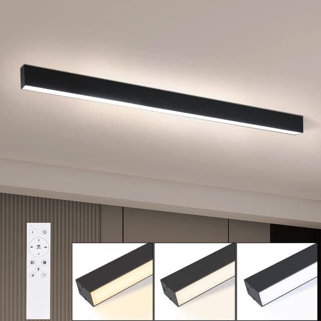 Detalle de Glitzerlife LED-Deckenlampe für Wohnzimmer, 107 cm, 32 W, dimmbar mit Fernbedienung (schwarz)