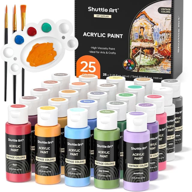 Detalle de Shuttle Art acrylic paint set, 25 vintage colours