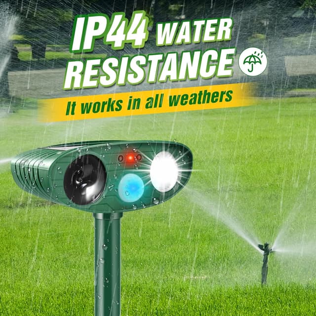 Detalle de Cat Repellent for Gardens UK – Solar Ultrasonic Cat Deterrent & Fox Repellent with Motion Sensor, LED Flash (IP44)