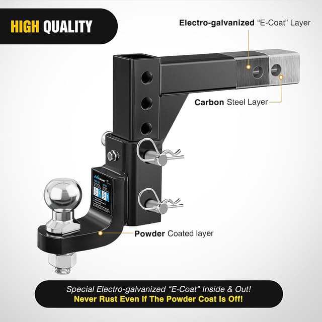 Thumbnail 6 de Nilight Adjustable Hitch Ball Mount 7500 lbs