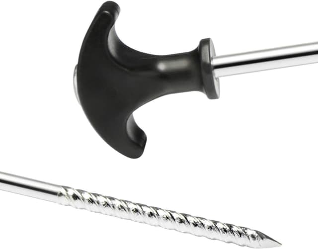 Detalle de COM-FOUR 20 piquets de tente en acier filetés, avec poignée (transport en étui) – pour camping et extérieur