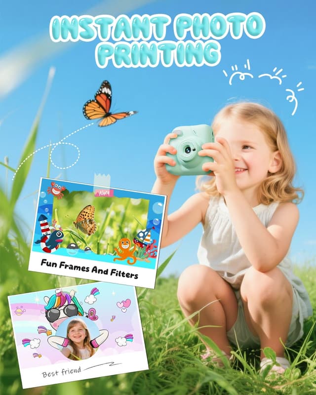 Detalle de CAMCLID Kinderkamera Sofortbild 1080P