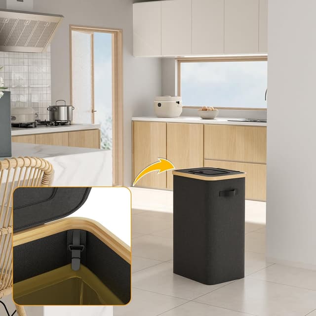 Thumbnail 6 de DOKRVLOQ Gelber Sack Ständer mit Deckel – stabiler Müllsackhalter für 70L–120L, schwarz