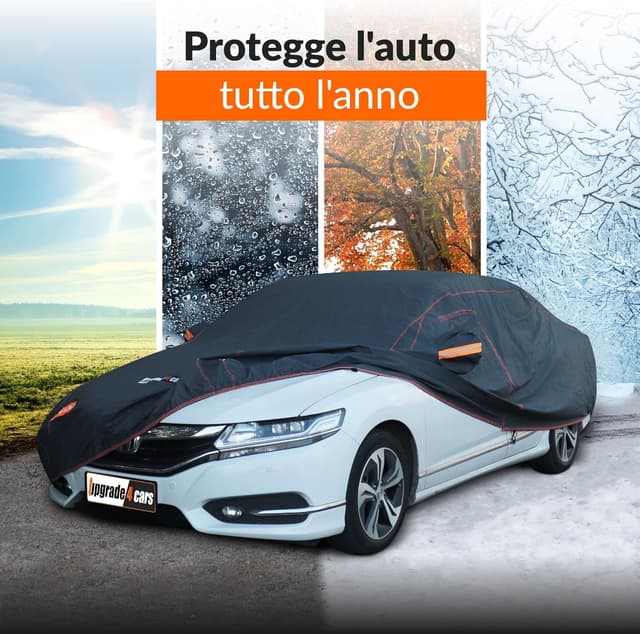 Detalle 2 de Upgrade4cars Telo Copriauto Premium imbottito e impermeabile universale con cinghie e cerniera (406 × 165 × 120 cm)