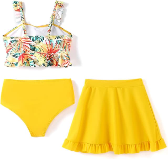 Detalle 2 de PATPAT Costume Bambina 3 pezzi bikini (top, slip mare e gonna) 5–12 anni, 110–152 cm