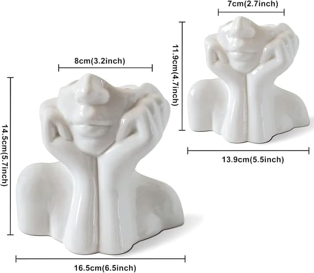 Detalle de CEMABT set di 2 vasi in ceramica per il viso: decorazione moderna da tavolo