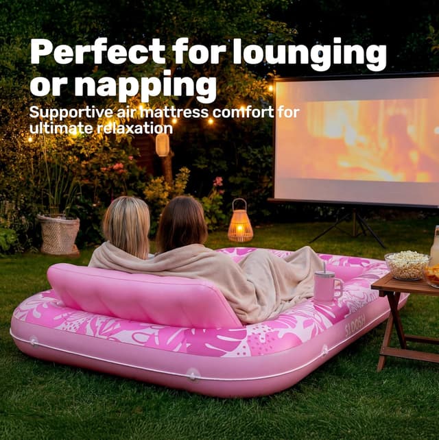 Thumbnail 6 de SLOOSH Inflatable Tanning Pool Lounger Float (85" x 57") for Adults, Extra Large Sunbathing Raft with Removable Pillow, 4-in-1 Design, Blushing Pink
