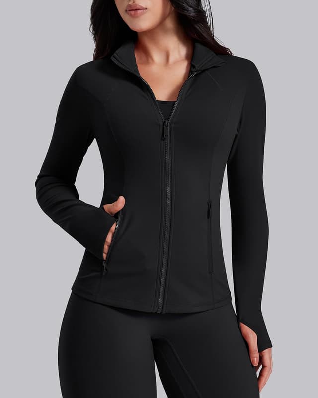 Detalle de AVGO Womens Lightweight Zip Up Workout Jacket with Pockets & Thumb Holes
