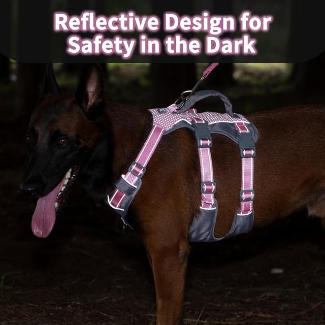 Detalle 2 de Huntboo Escape Proof Dog Harness Medium (Light Pink, M) with Anti-Pull Control Handle