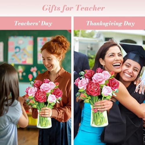 Detalle 2 de Airpark Pop Up Flower Card 3D Red Rose Bouquet 💌