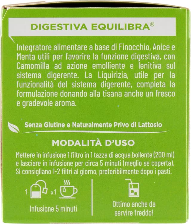 Detalle de Equilibra Integratori Alimentari Tisane digestiva alle erbe (finocchio, anice e menta), 3 confezioni da 15 filtri