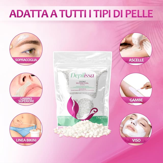 Detalle de DEPILISSA Perle di Cera Brasiliana Multidirezionale Depilissa Coconut 400g