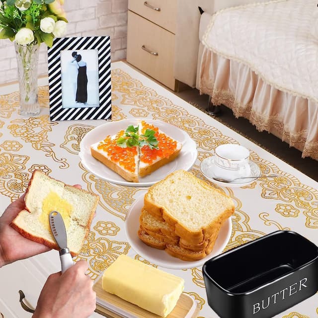 Thumbnail 5 de Ceramic Butter Dish with Wooden Lid and Knife