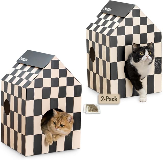 Detalle de Conlun Cardboard Cat House medium with scratcher 🐱