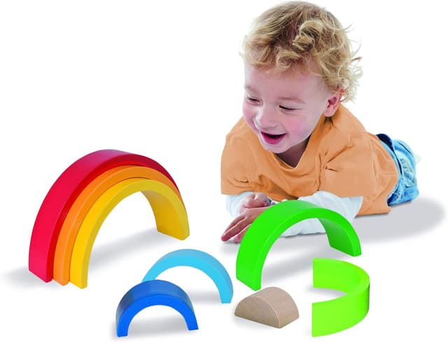 Detalle 2 de Eichhorn Regenbogen Sortier- und Stapelspielzeug 8-teilig