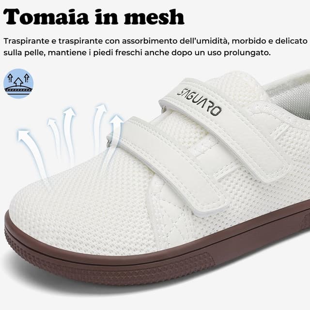 Detalle de SAGUARO Scarpe Barefoot Bambini sneaker minimaliste con punta ampia e chiusura a strappo (Gr. 25-35)