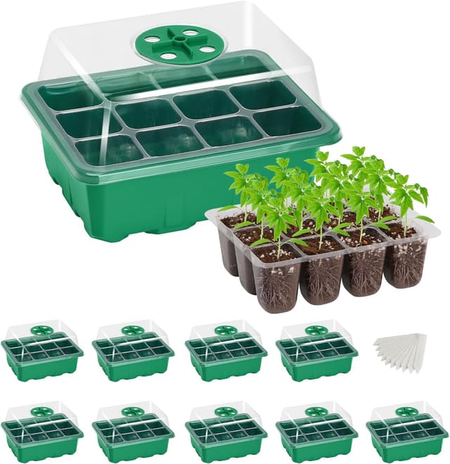 Imagen de Bonviee 10 Pack Seed Starter Trays 12-cell mini greenhouse 🌱 en OfertitasTOP
